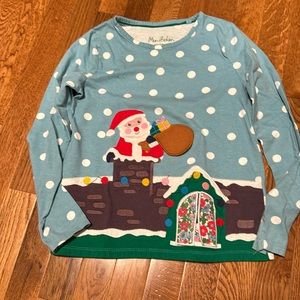 Mini Boden Santa Christmas Lift the Flap Applique T-Shirt